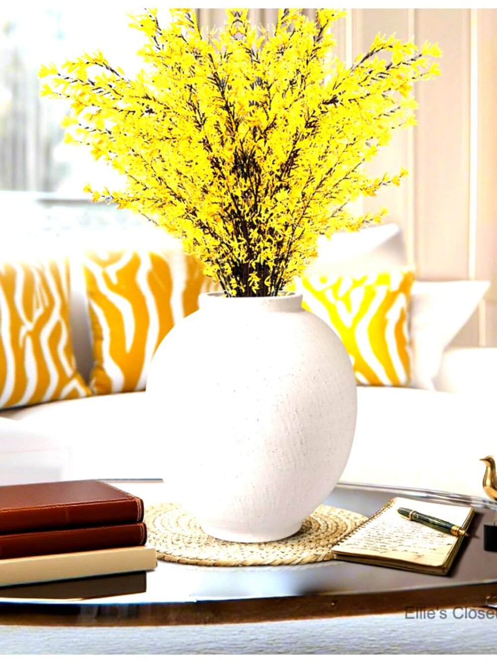 9.8" Large Ceramic Vase White Flower Vase for Home Decor, Farmhouse